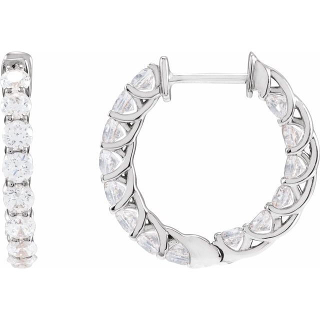 Sterling Silver 2 1/5 CTW Lab-Grown Diamond Inside-Outside 19.7 mm Hoop Earrings