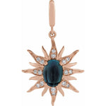 Load image into Gallery viewer, 14K Rose Natural London Blue Topaz &amp; 1/10 CTW Natural Diamond Sun Charm/Pendant
