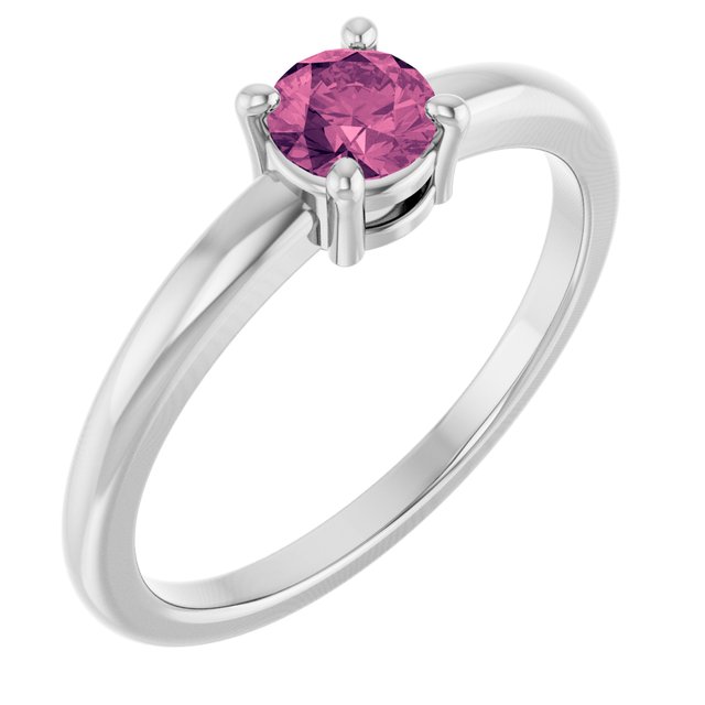 14K White Natural Pink Tourmaline Ring