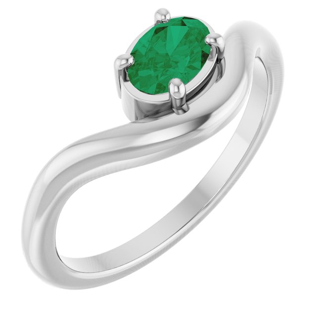 Sterling Silver Lab-Grown Emerald Ring