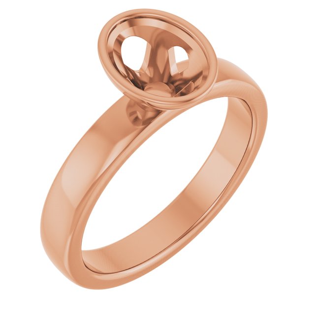 18K Rose Gold 8x6 mm Oval Bezel-Set Solitaire Engagement Ring Mounting