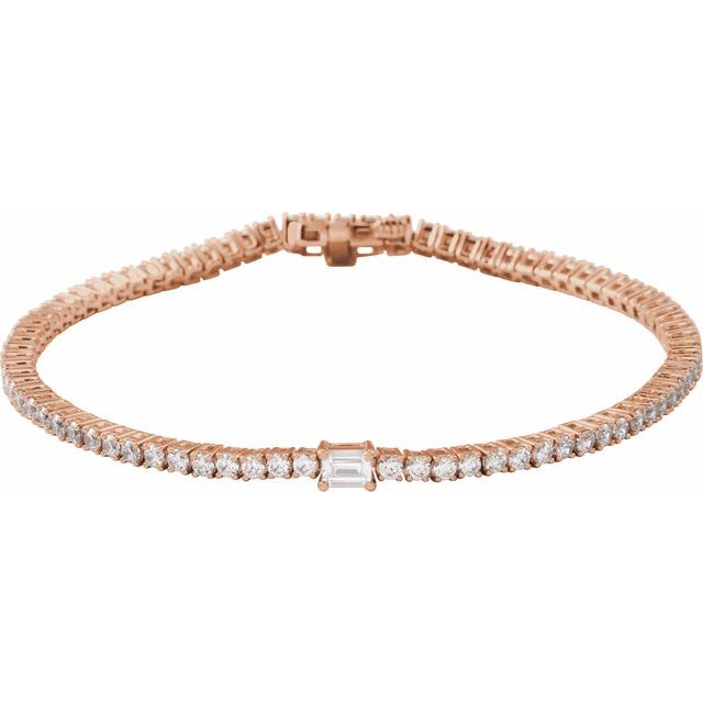 14K Rose 3 CTW Lab-Grown Diamond Line 7" Bracelet