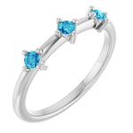 Load image into Gallery viewer, Sterling Silver Natural Blue Zircon Three-Stone Stackable Birthstone Ring
