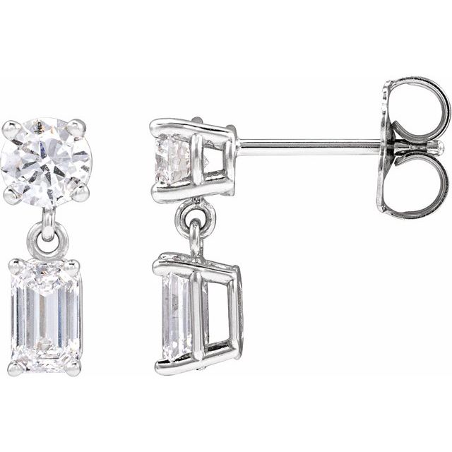 Sterling Silver 1 5/8 CTW Lab-Grown Diamond Two-Stone Earrings