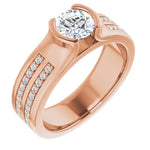 Load image into Gallery viewer, 14K Rose Gold 5.5 mm Round Half Bezel Engagement Ring Mounting - Size 4.25
