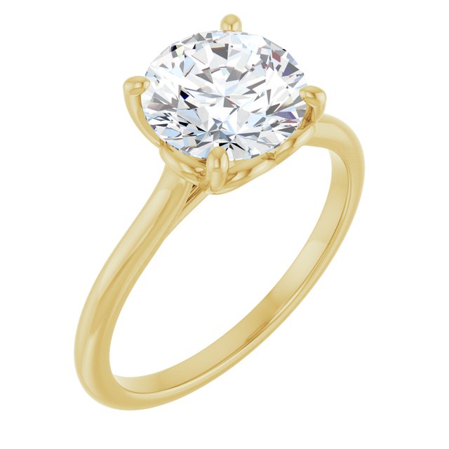 14K Yellow Gold  8.2 mm Round Solitaire Engagement Ring Mounting - Size 3.25