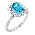 Load image into Gallery viewer, Sterling Silver Natural Aquqmarine  and 1/3 CTW Lab-Grown Diamond Ring
