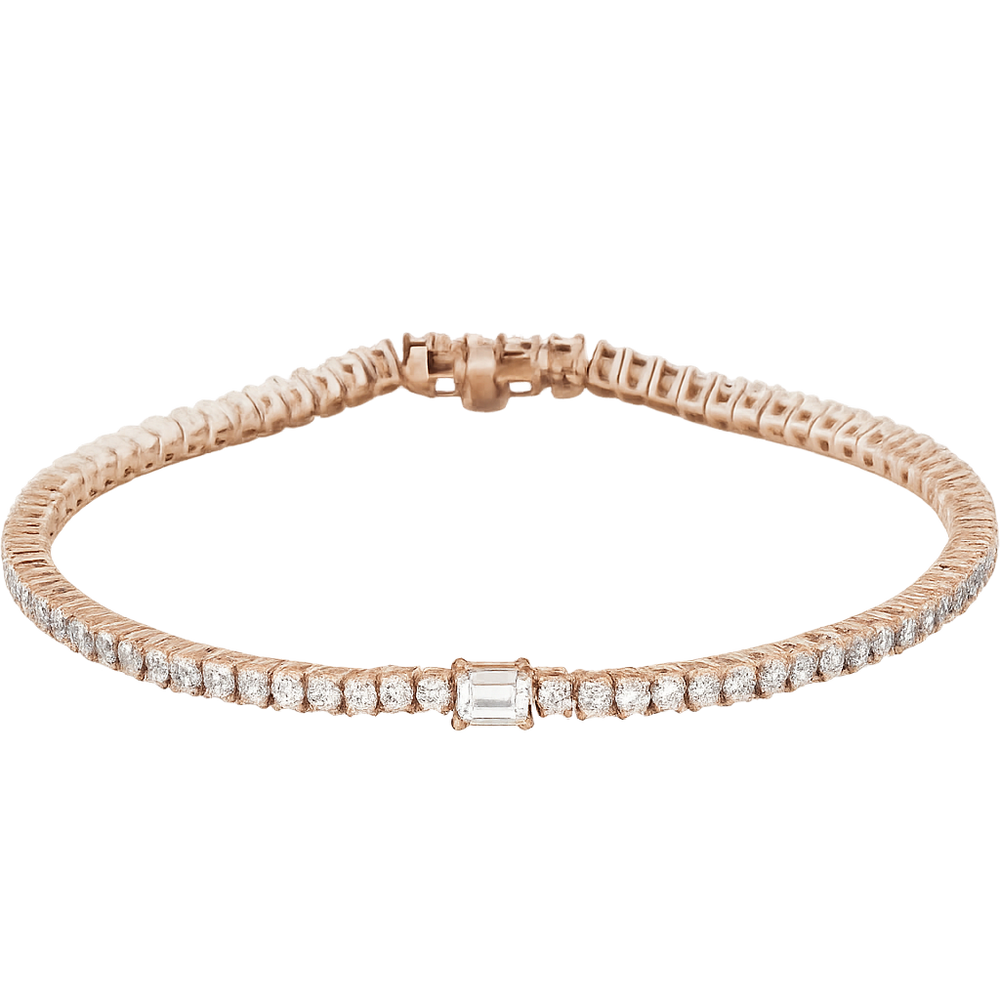 14K Rose 3 CTW Lab-Grown Diamond Line 7" Bracelet